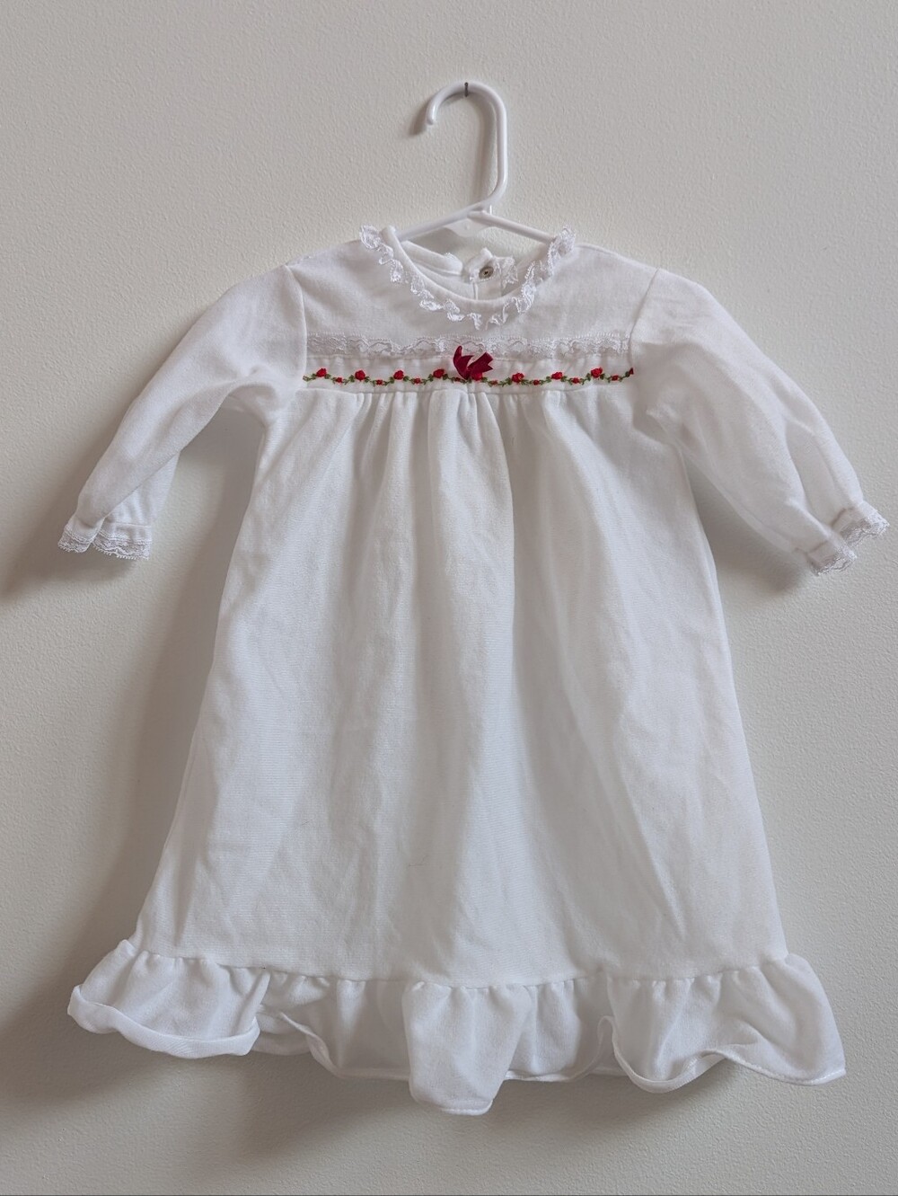 Vtg Alexis Nightgown 3-6m Baby Girls White Flannel